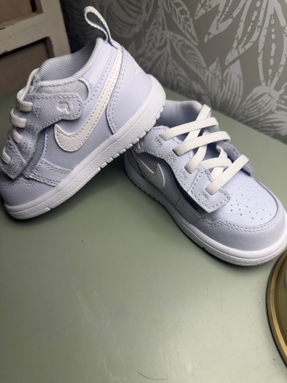 Nike Kids White and Light blueish Low-Top Sneakers